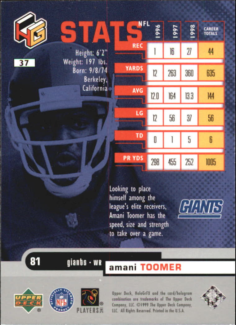 1999 Upper Deck HoloGrFX Football Card Pick