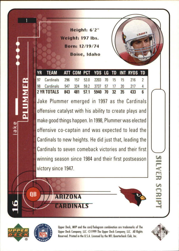 A1836- 1999 Upper Deck MVP Silver Script FB Cards -You Pick- 15+ FREE US SHIP