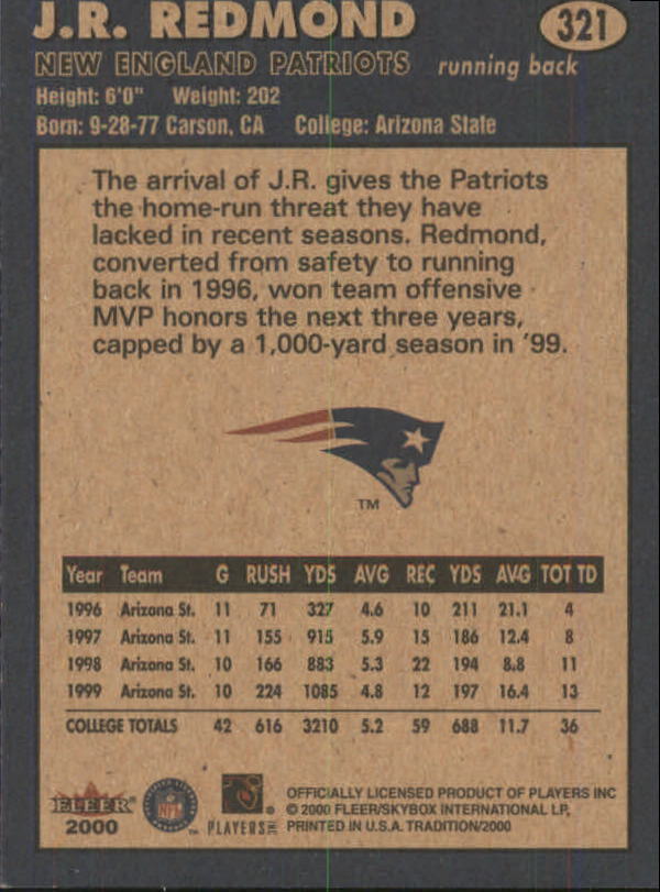 2000 Fleer Tradition Football Card Pick 251-400 - Picture 137 of 277