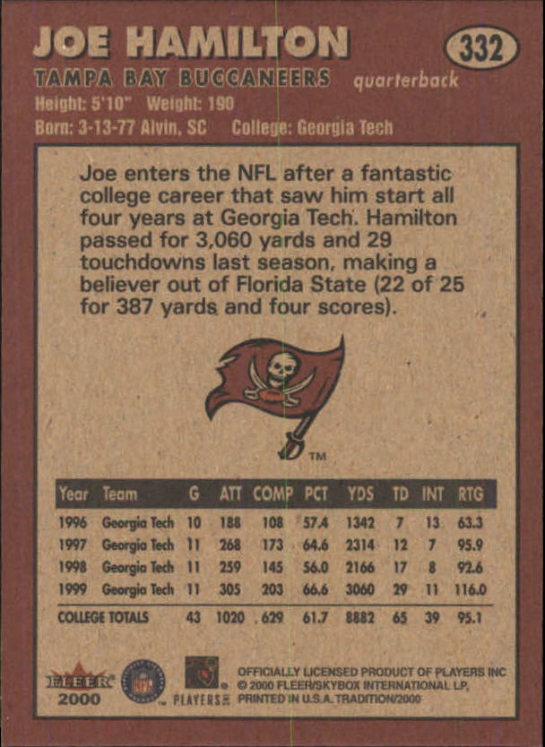 2000 Fleer Tradition Football Card Pick 251-400 - Picture 155 of 277