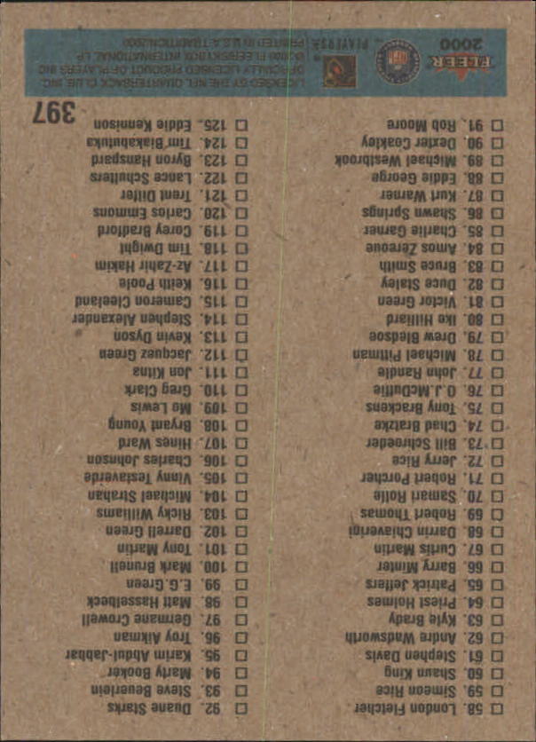 2000 Fleer Tradition Football Card Pick 251-400 - Picture 273 of 277