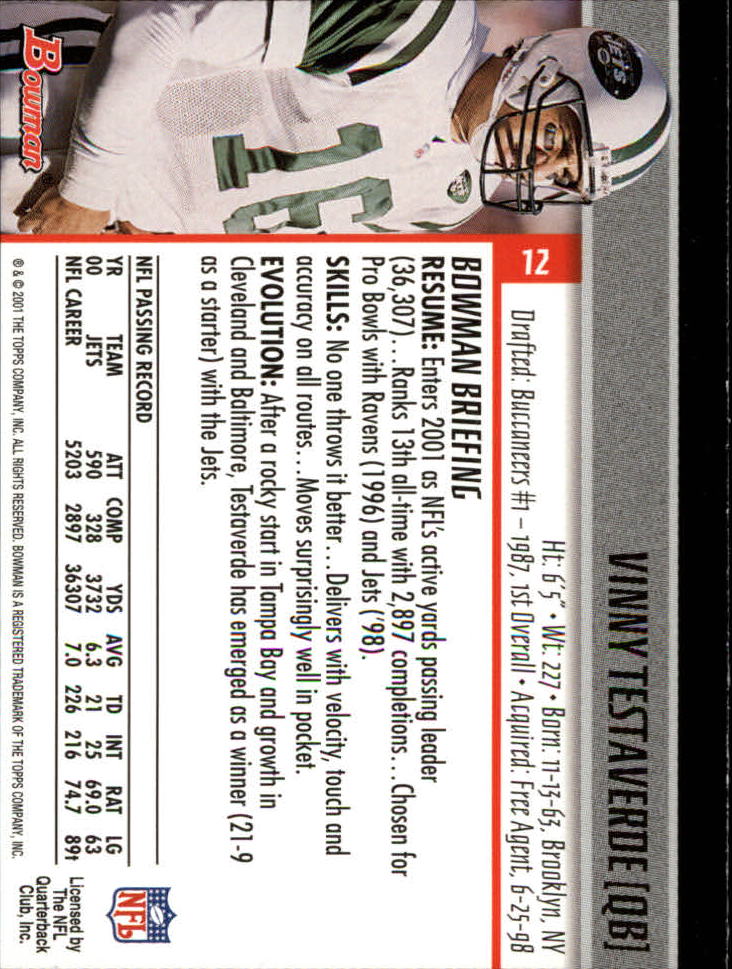 2001 Bowman Football Card Pick