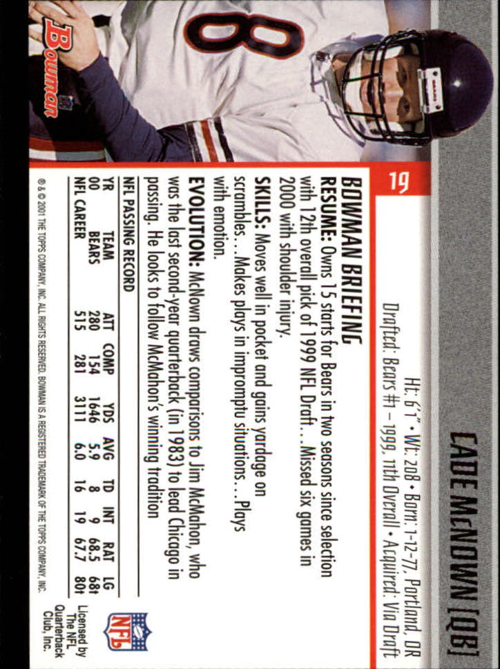 2001 Bowman Football Card Pick