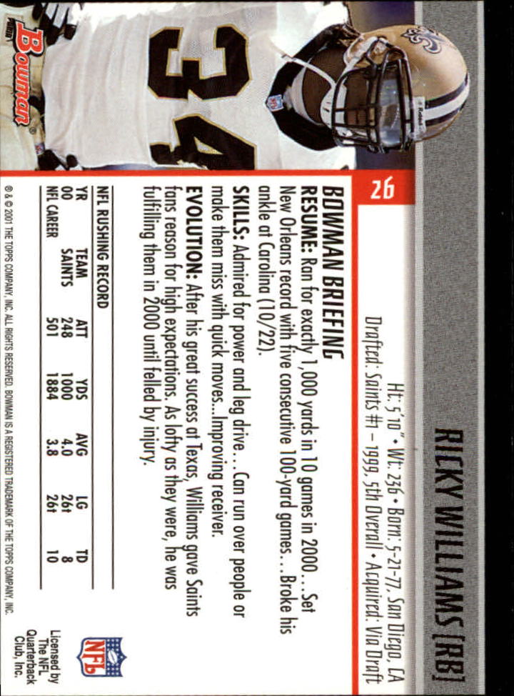 2001 Bowman Football Card Pick