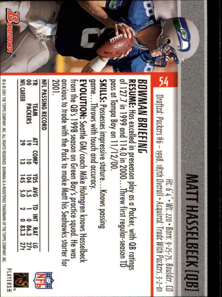 2001 Bowman Football Card Pick