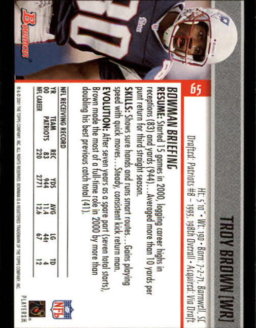 2001 Bowman Football Card Pick