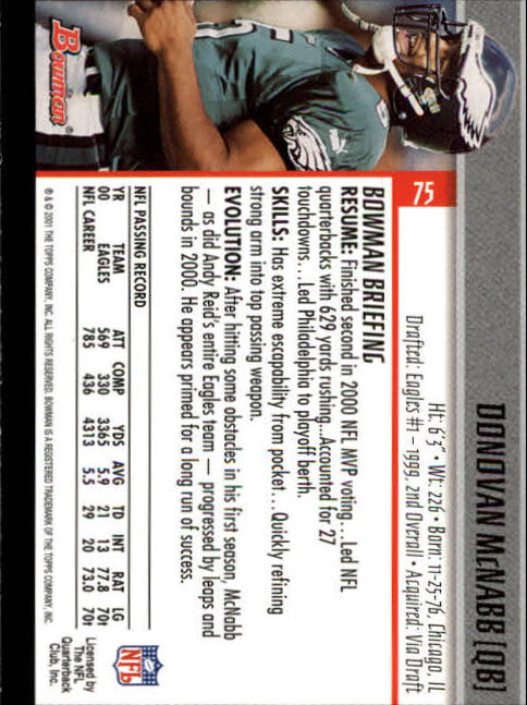 2001 Bowman Football Card Pick