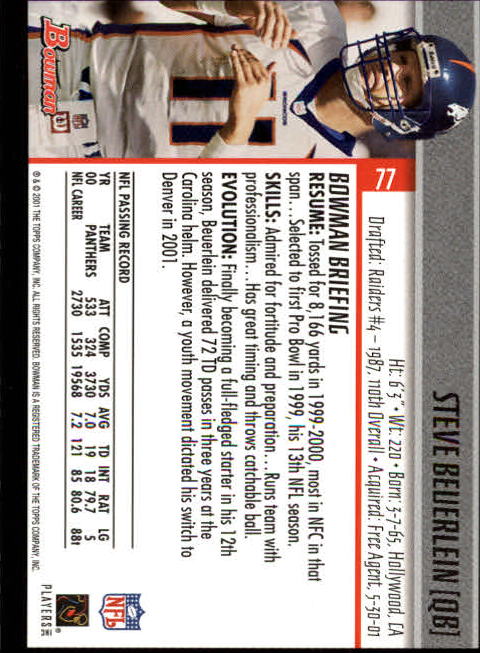 2001 Bowman Football Card Pick