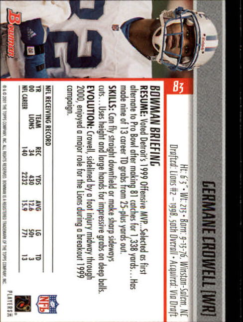 2001 Bowman Football Card Pick