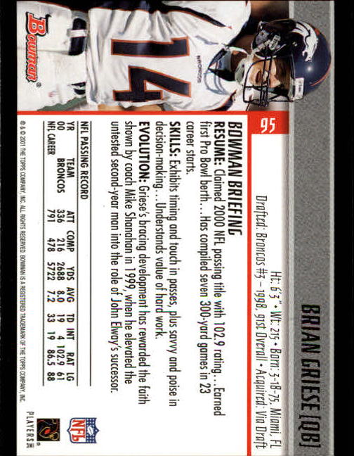 2001 Bowman Football Card Pick