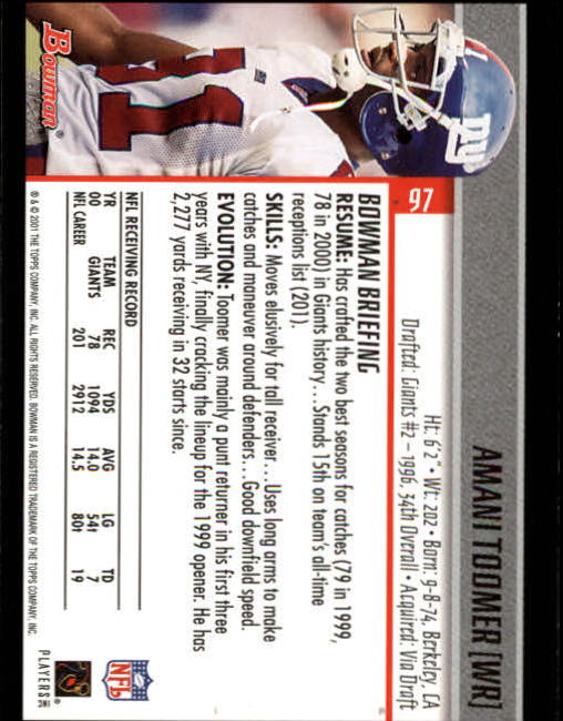 2001 Bowman Football Card Pick