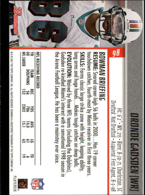 2001 Bowman Football Card Pick