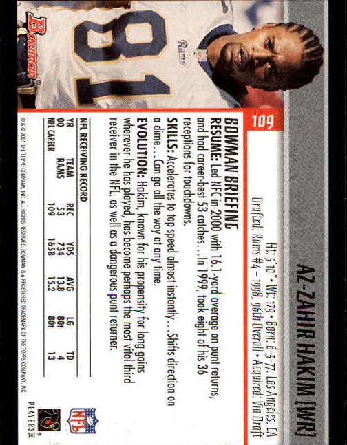 2001 Bowman Football Card Pick