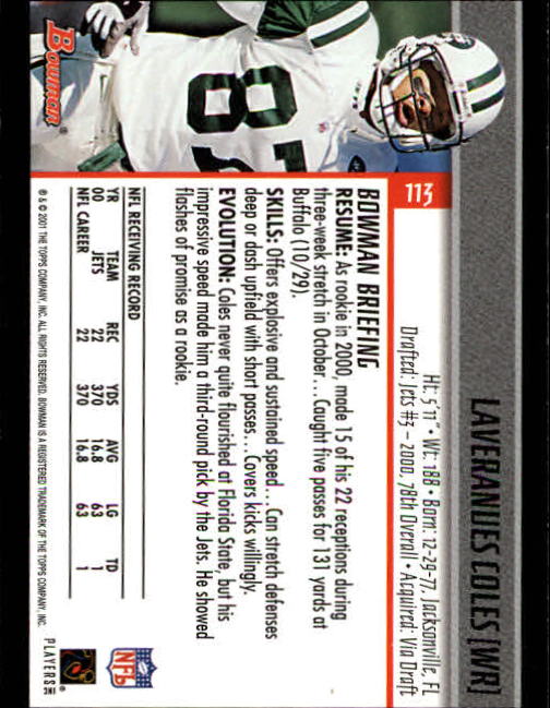 2001 Bowman Football Card Pick