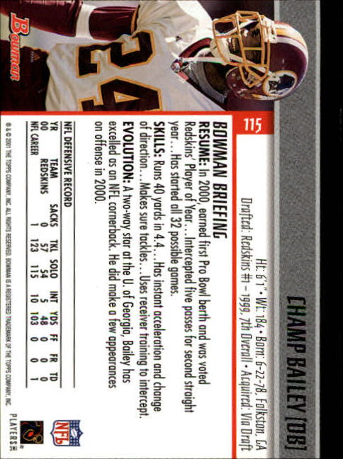 2001 Bowman Football Card Pick