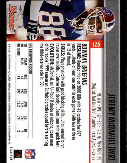 2001 Bowman Football Card Pick