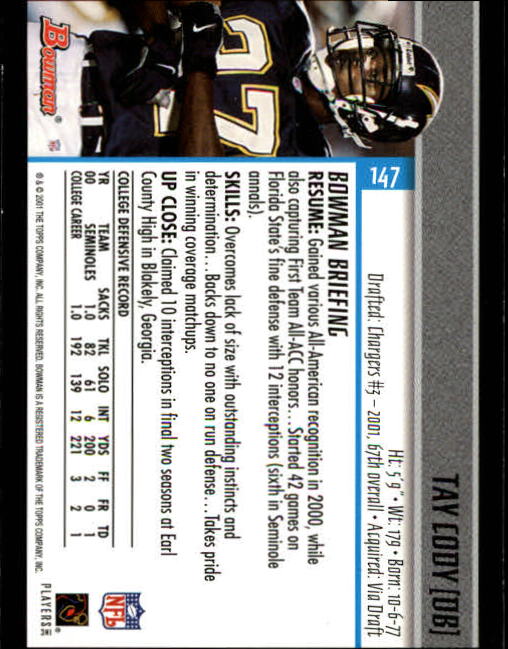 2001 Bowman Football Card Pick