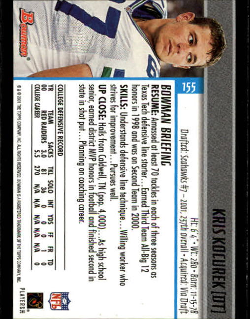 2001 Bowman Football Card Pick