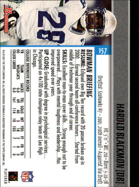 2001 Bowman Football Card Pick