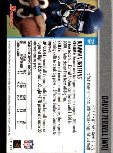 2001 Bowman Football Card Pick