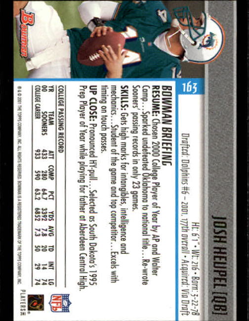 2001 Bowman Football Card Pick