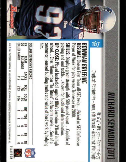 2001 Bowman Football Card Pick