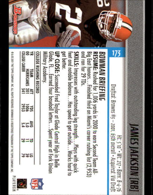 2001 Bowman Football Card Pick