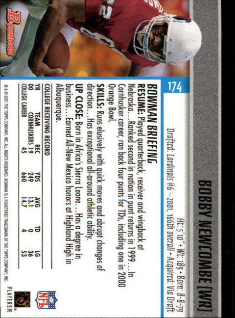 2001 Bowman Football Card Pick