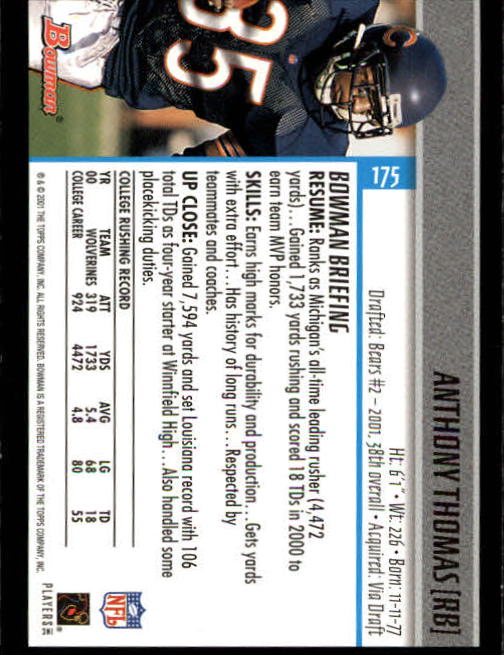 2001 Bowman Football Card Pick