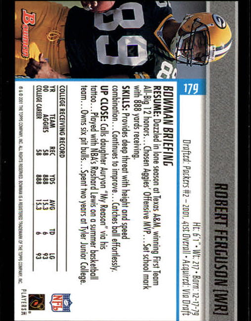 2001 Bowman Football Card Pick