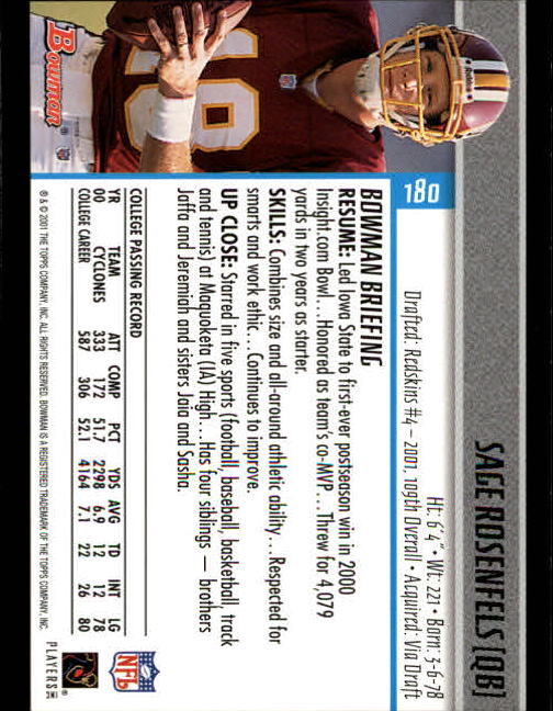 2001 Bowman Football Card Pick