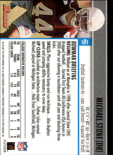 2001 Bowman Football Card Pick