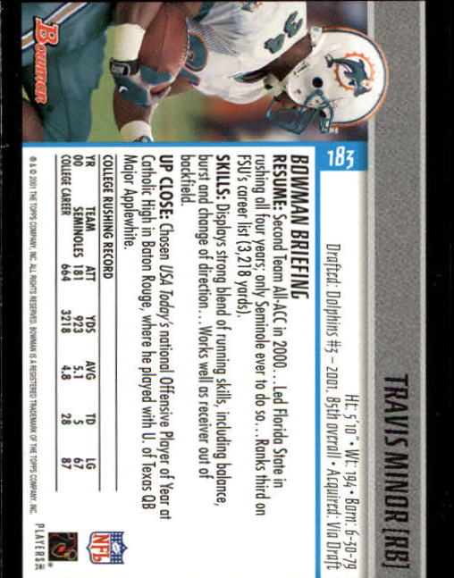 2001 Bowman Football Card Pick