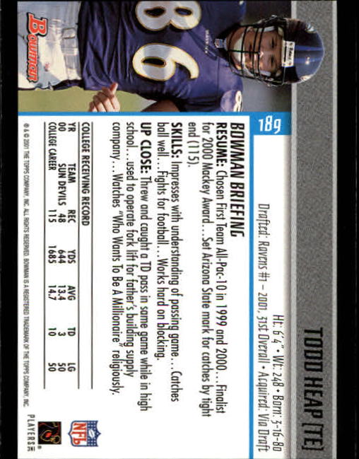 2001 Bowman Football Card Pick