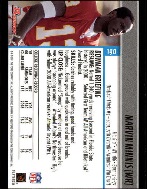 2001 Bowman Football Card Pick