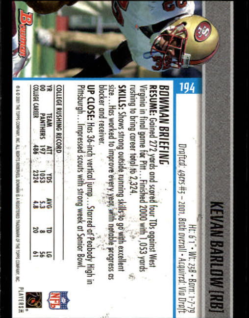 2001 Bowman Football Card Pick