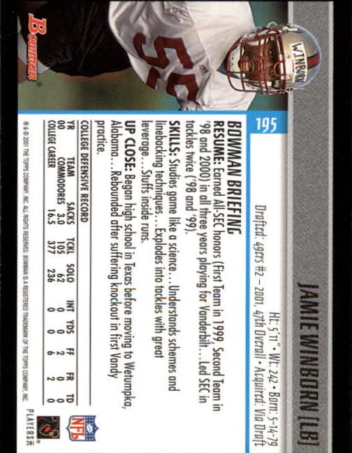 2001 Bowman Football Card Pick