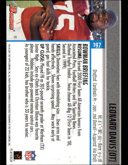 2001 Bowman Football Card Pick