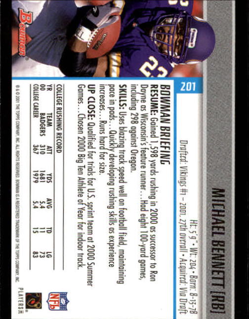 2001 Bowman Football Card Pick