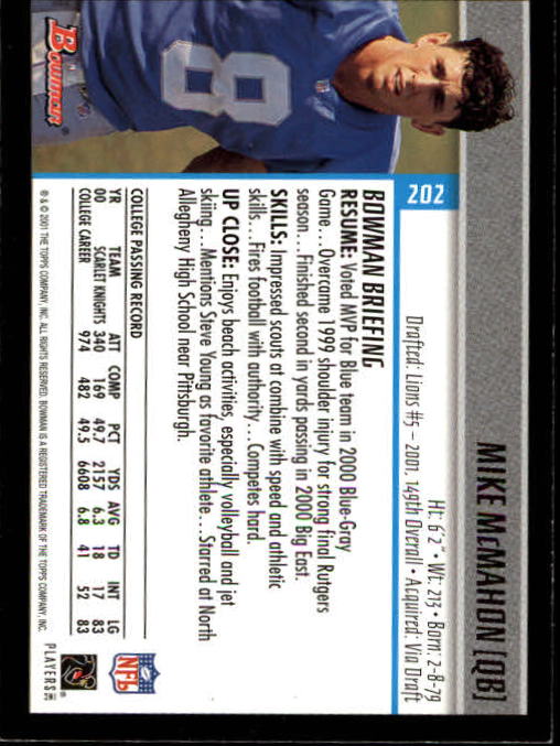 2001 Bowman Football Card Pick