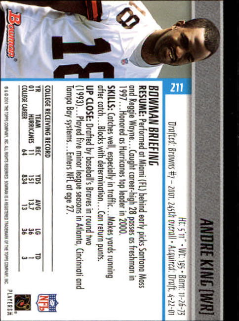 2001 Bowman Football Card Pick