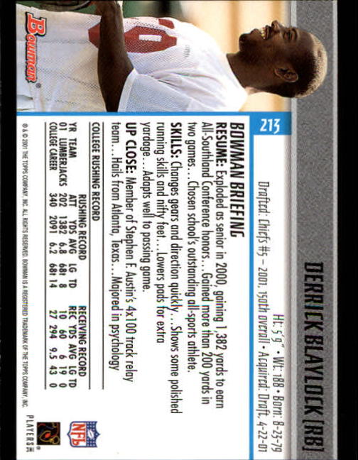 2001 Bowman Football Card Pick