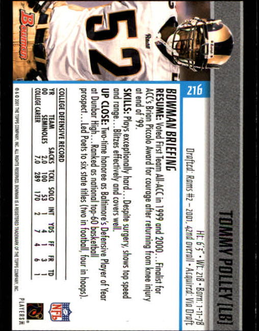 2001 Bowman Football Card Pick