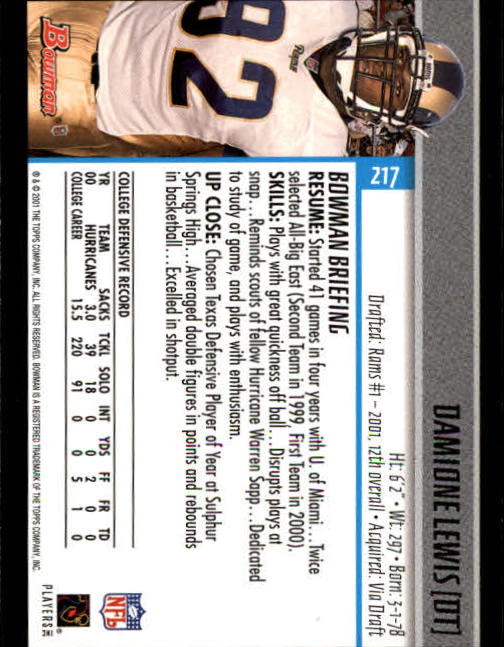 2001 Bowman Football Card Pick