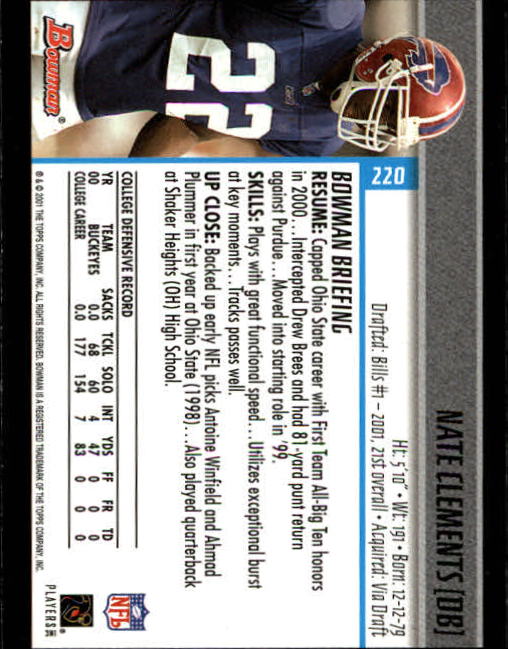 2001 Bowman Football Card Pick