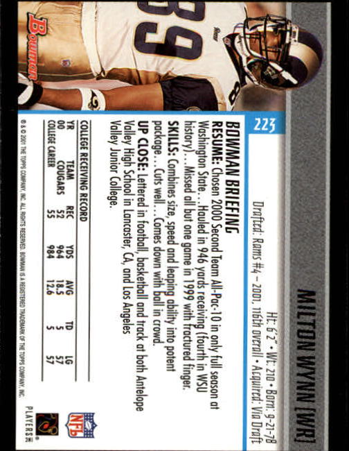 2001 Bowman Football Card Pick