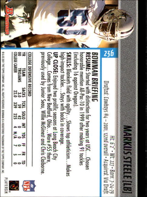 2001 Bowman Football Card Pick