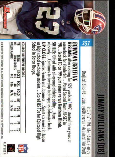 2001 Bowman Football Card Pick