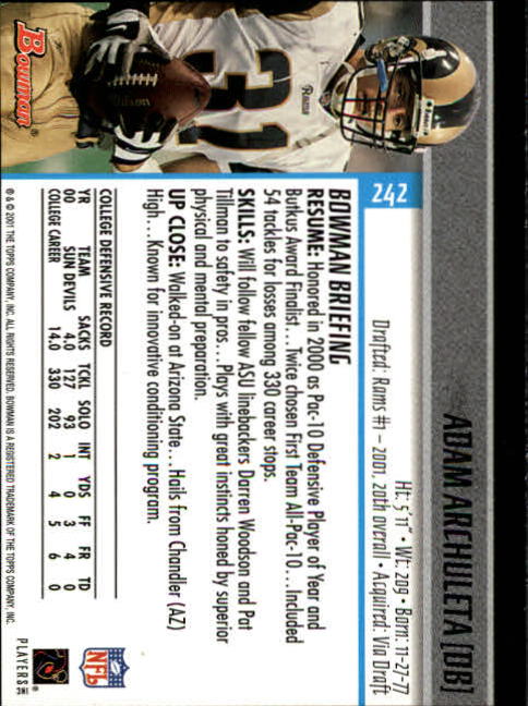 2001 Bowman Football Card Pick