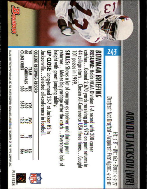 2001 Bowman Football Card Pick